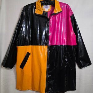 Vintage 90's Colorblock Vinyl Jacket Raincoat M